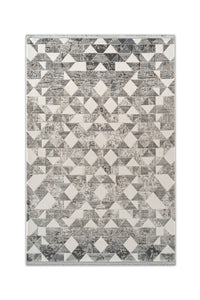 Estefan Loni Bej Gri Modern Geometik Desenli Halı