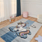 Kids Mavi Gri Yıldız Yağmuru Unicorn Çocuk Odası Halısı - 0025A